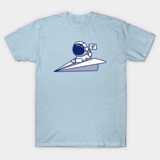 Cute Astronaut Riding Paper Plane T-Shirt